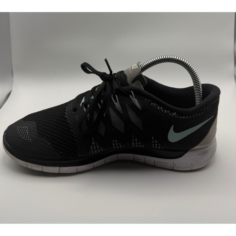 Nike Free 5.0 Running Shoes Womens 8 Black Mint 642199-031 Good Minimalist Mesh